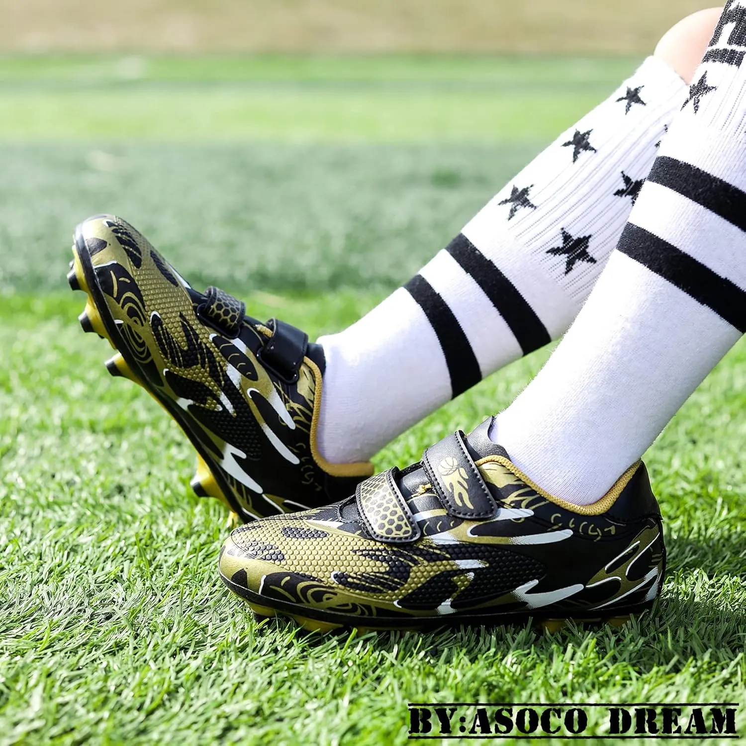 Kids Soccer Cleats Boys Girls Firm Ground Soccer Shoes Youth Professional Athletic Outdoor Football Cleats Shoes