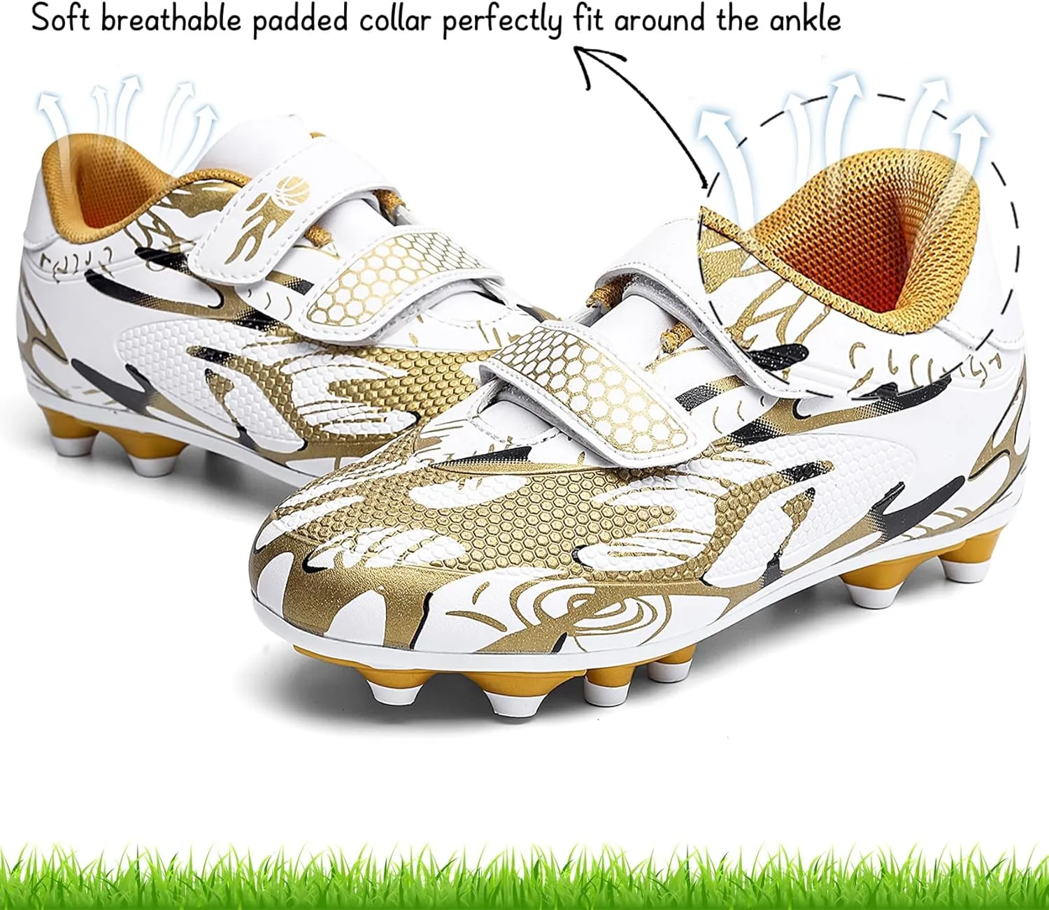 Kids Soccer Cleats Boys Girls Firm Ground Soccer Shoes Youth Professional Athletic Outdoor Football Cleats Shoes