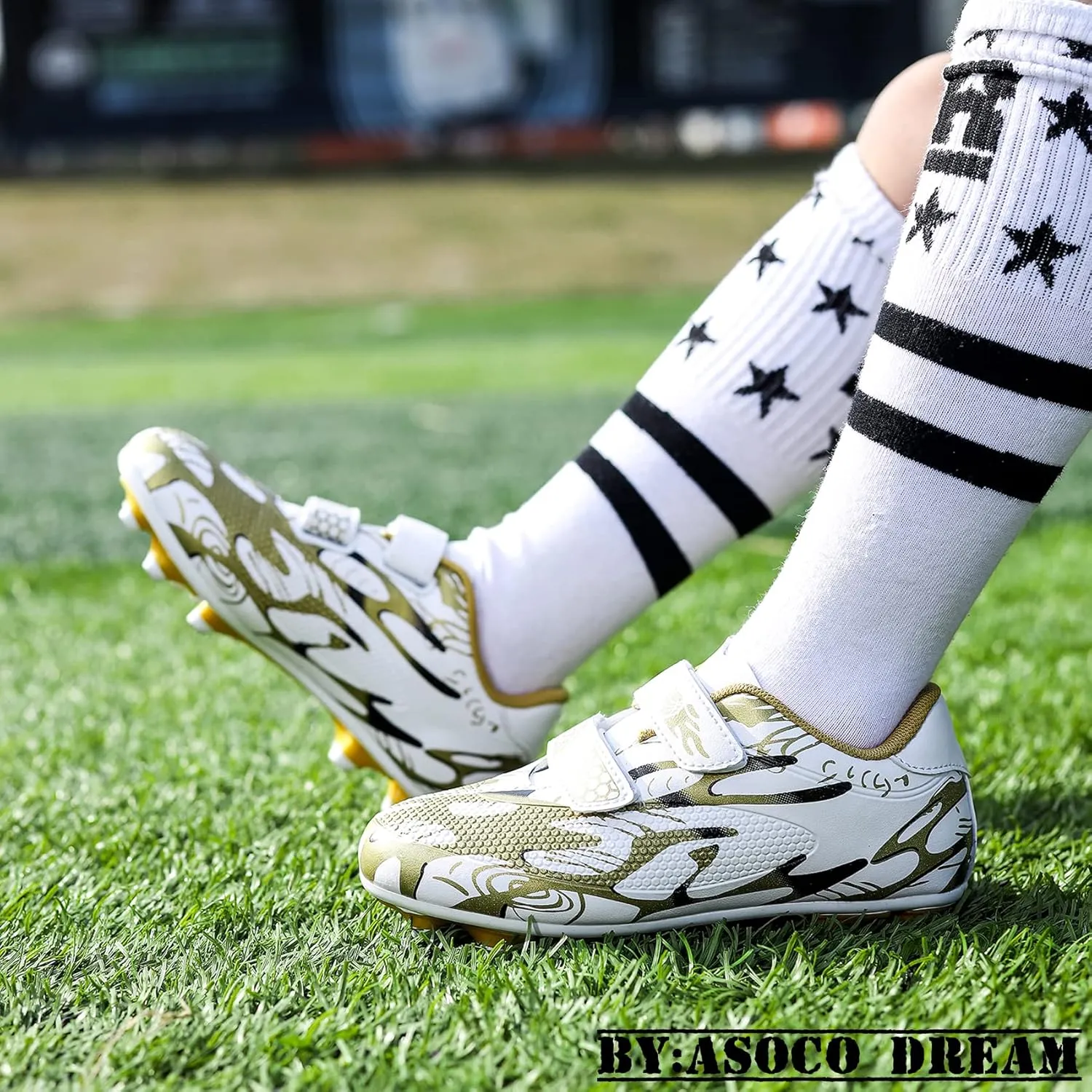 Kids Soccer Cleats Boys Girls Firm Ground Soccer Shoes Youth Professional Athletic Outdoor Football Cleats Shoes