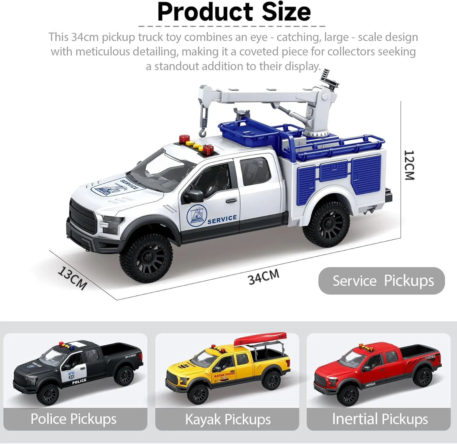Kids Toys for 3 4 5 6 7 Year Old Boys, 15" Interactive Pickup Tow Truck Toy with Lights, Sounds, and Moving Parts, Inertial Drive Vehicle