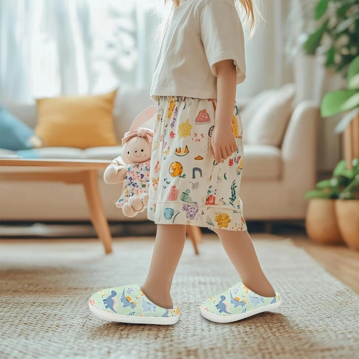 Kids Cotton Slippers Winter Warm Soft Plush Slippers Non Slip Flannel Fuzzy House Shoes Indoor Shoes for Boys Girls US 9-15