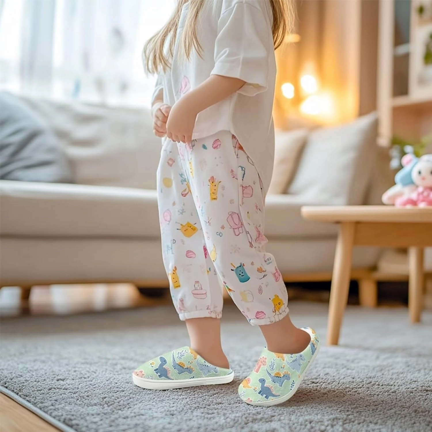 Kids Cotton Slippers Winter Warm Soft Plush Slippers Non Slip Flannel Fuzzy House Shoes Indoor Shoes for Boys Girls US 9-15