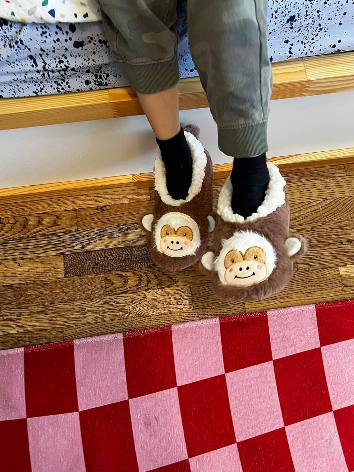 Kids Novelty Cute Plush Animal Slippers, Funny Fluffy Non-Slip House Shoes for Girls & Boys, Size 1-4