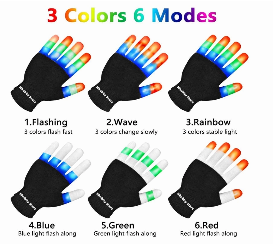 Kids Rave Flash Glowing  Glove Up Finger Party Decor