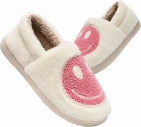 Kids Smile Face Slippers for Boys Girls, Cute Plush Fuzzy Toddler Infant Happy Face Slippers, Indoor Outdoor Non-slip Robber Sole with Memory Foam Warm Pillow House Shoes
