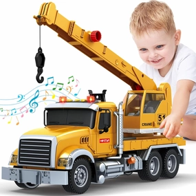 Kids Toys for 3 4 5 6 7 8 Years Old Boys, Crane Truck Toy with Lights, Sounds, Toddler Friction Powered Truck Vehicle Toy for Boys Girls Chrismas Birthday Gifts