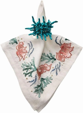 Kim Seybert Set of 4 Amalfi Napkin Ring Turquoise