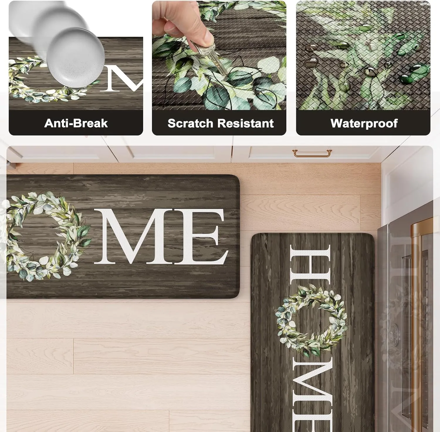 KIMODE Kitchen Mats,Anti Fatigue Kitchen Rugs Sets of 2, Non Slip Waterproof Kitchen Floor Mats, Ergonomic Cushioned Comfort Standing Mat for Home,Laundry, Office,Sink,Desk