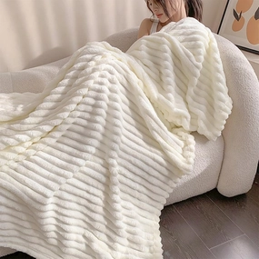 King Size Blanket for Bed Fleece Throw Blanket for Couch Sofa Bed,Super Soft Cozy Plush Microfiber Flannel Blanket with Stripes Design Lightweight for Adults,Woman,Girls,B,Twin(70"x79")