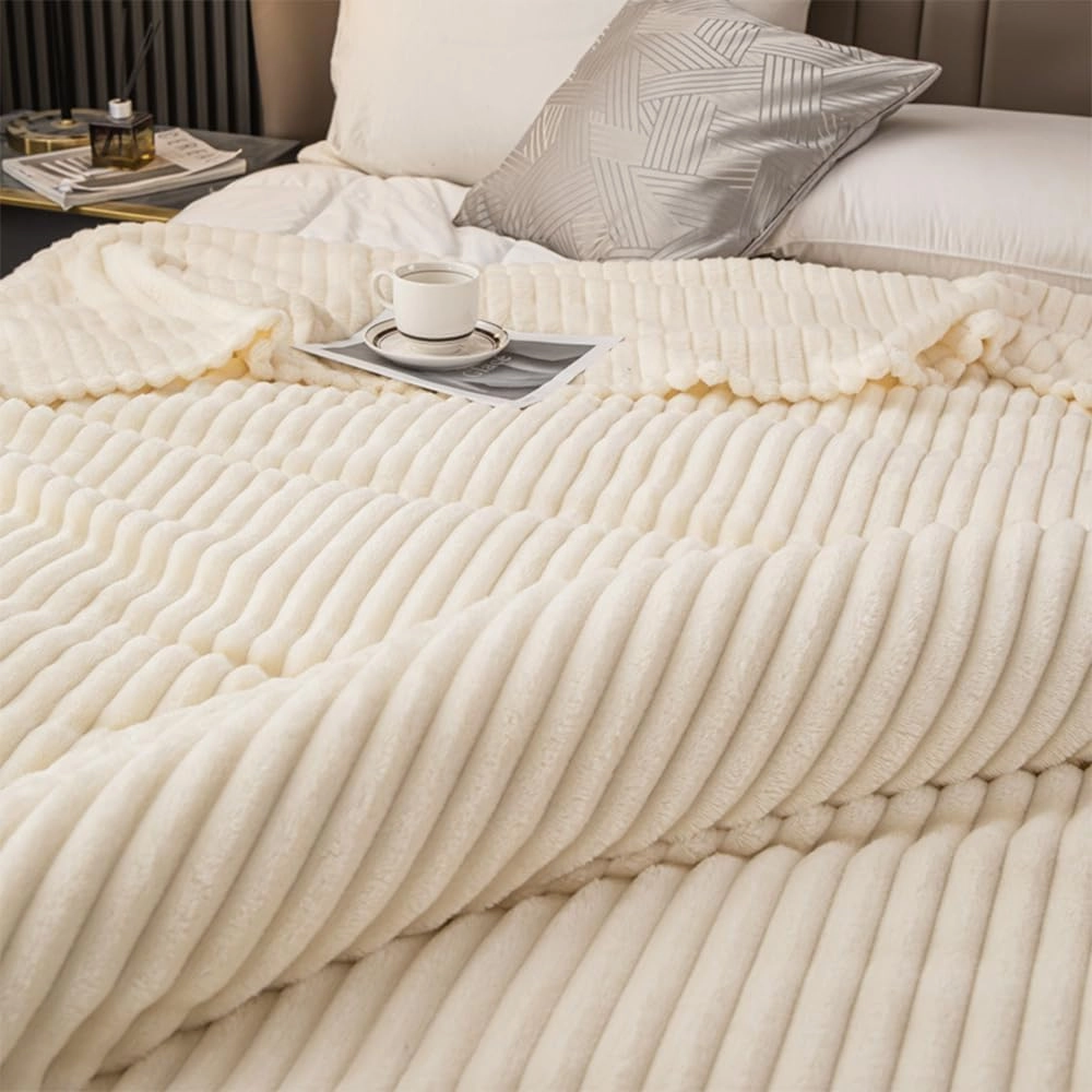 King Size Blanket for Bed Fleece Throw Blanket for Couch Sofa Bed,Super Soft Cozy Plush Microfiber Flannel Blanket with Stripes Design Lightweight for Adults,Woman,Girls,B,Twin(70"x79")