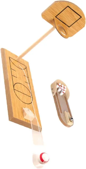 Kisangel 2 Sets Mini Desktop Bowling Basketball Game Set Educational for Relief Interactive Fun for Home Office and Parties Wooden Construction for Enjoyment