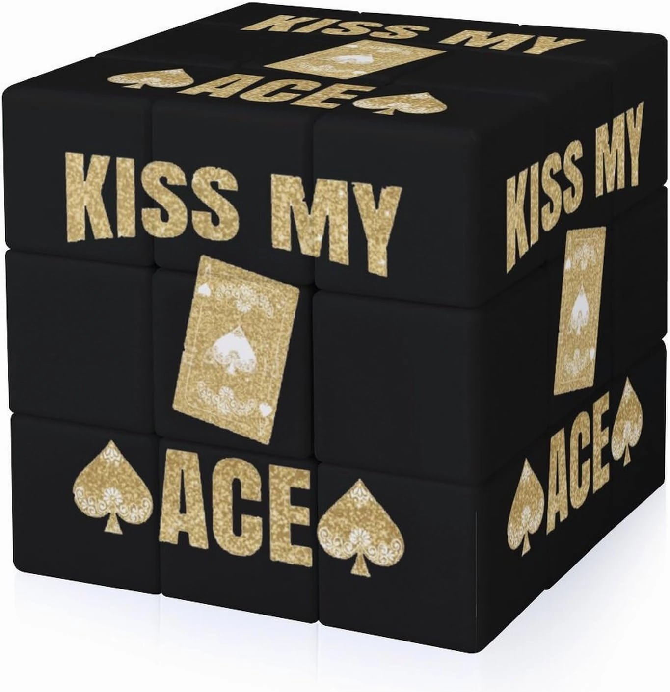 Kiss My Poker Funny 3x3x3 Cube Smooth Lightweight Puzzle for Adult Graphic Printing Travel