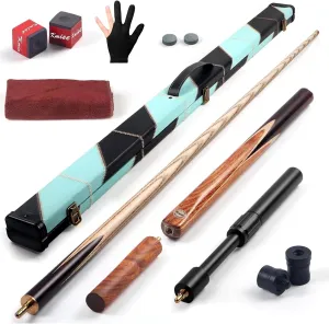 Kmise 3/4 Split Snooker Pool Cue, Handcraft, 4-Face Spliced Professional Snooker Pool Stick, Pool Sticks for Adults, with 2 Extension Cues, Complete Set Including Exquisite Leather Case, etc