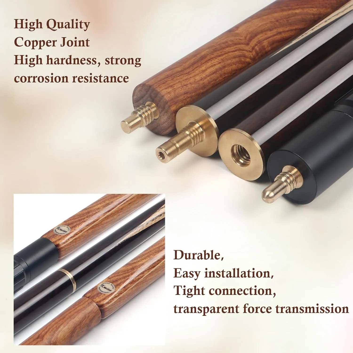Kmise 3/4 Split Snooker Pool Cue, Handcraft, 4-Face Spliced Professional Snooker Pool Stick, Pool Sticks for Adults, with 2 Extension Cues, Complete Set Including Exquisite Leather Case, etc