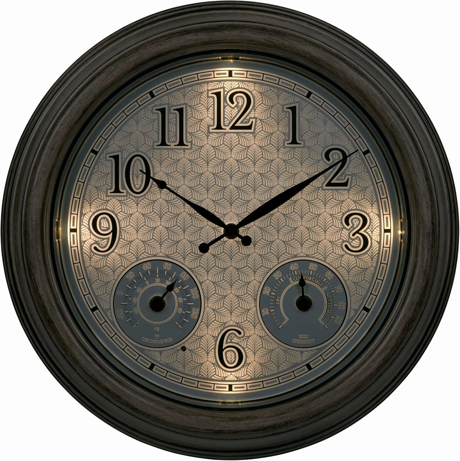 La Crosse Technology 435-3239-INT 15.5-Inch Lighted Leaf's Outdoor Analog Clock with Temp and Humidity