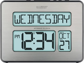 La Crosse Technology 513-1419BLv4-INT Backlight Atomic Full Calendar Clock with Extra Large Digits