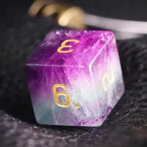 LANGWEI Role Playing Dice Sets, Natural Purple Fluorite Ore Polyhedral Dice, D&D Dice Set for TRPG Table Games Dungeons and Dragons Games,Creative Gifts,D6