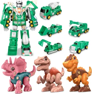 Laradola Transform Robot Stem Dinosaur Toy - Take Apart Dinosaur Toys for Kids 3-5 5-7