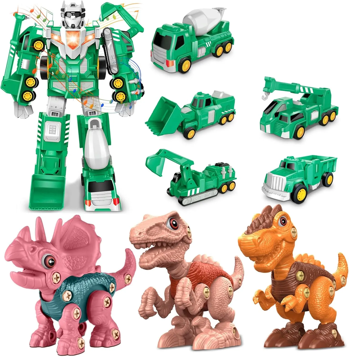 Laradola Transform Robot Stem Dinosaur Toy - Take Apart Dinosaur Toys for Kids 3-5 5-7