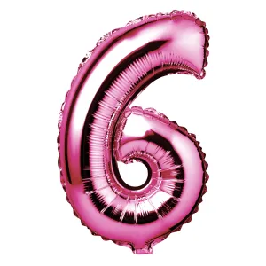 Large Pink Foil "Number 6" Balloon – 34 Inch Shiny Metallic Birthdays Anniversaries Celebrations