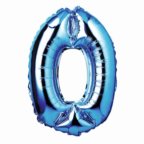 Large Blue Foil "Number 0" Balloon – 34 Inch Shiny Metallic Birthdays Anniversaries Celebrations