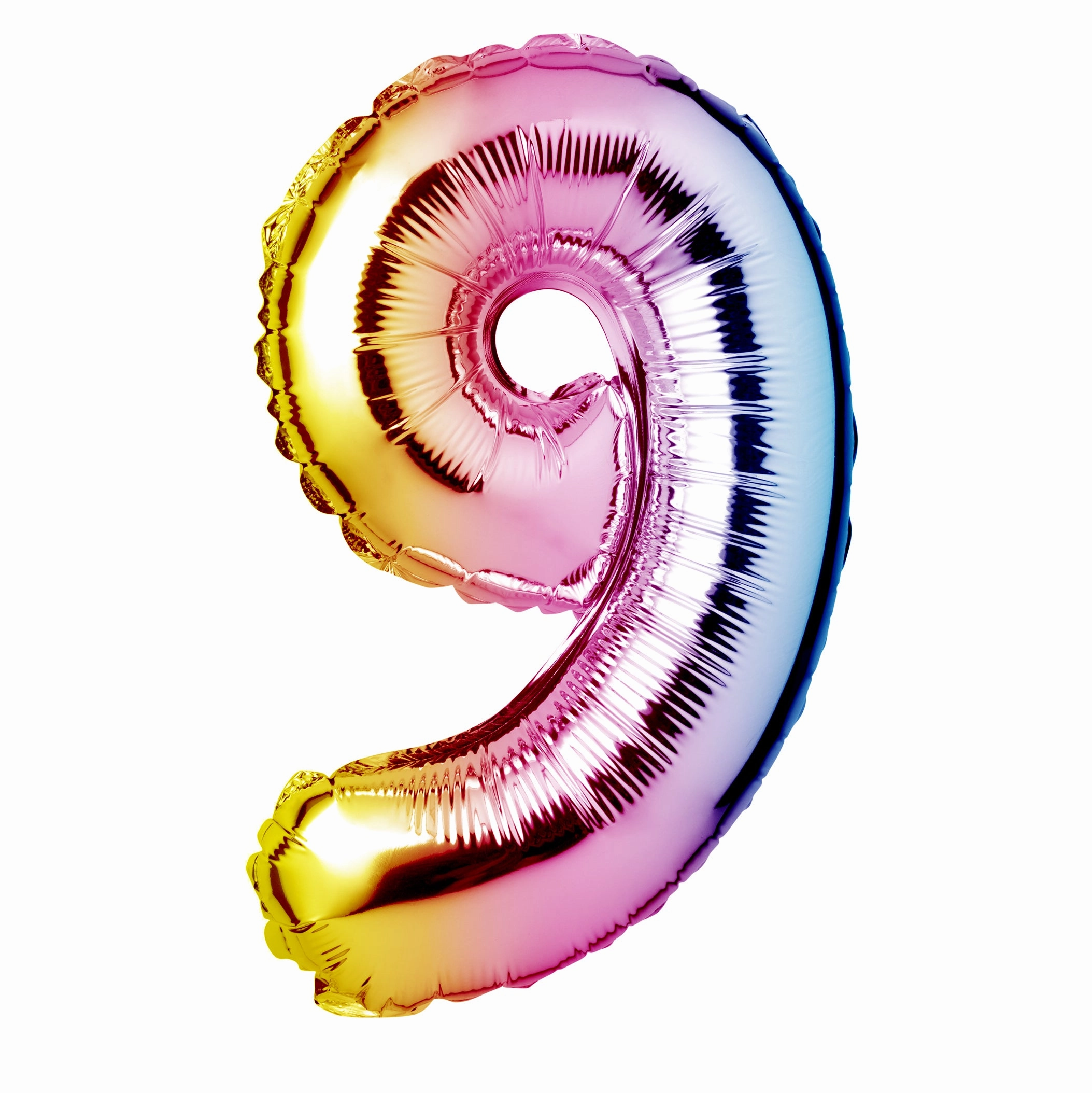 Large Rainbow Foil "Number 9" Balloon – 34 Inch Shiny Metallic Birthdays Anniversaries Celebrations
