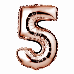 Large Rose Gold Foil "Number 5" Balloon – 34 Inch Shiny Metallic Birthdays Anniversaries Celebrations