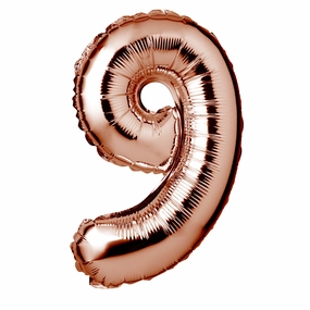 Large Rose Gold Foil "Number 9" Balloon – 34 Inch Shiny Metallic Birthdays Anniversaries Celebrations