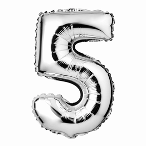 Large Silver Foil "Number 5" Balloon – 34 Inch Shiny Metallic Birthdays Anniversaries Celebrations
