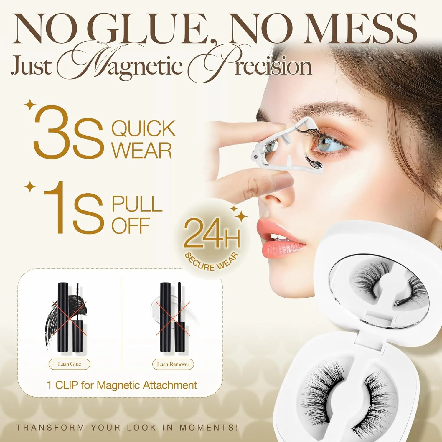 LASHVIEW Magnetic Eyelashes Natural Look, Reusable Manga Magnetic Lashes Kit with Applicator RCM01-NEW