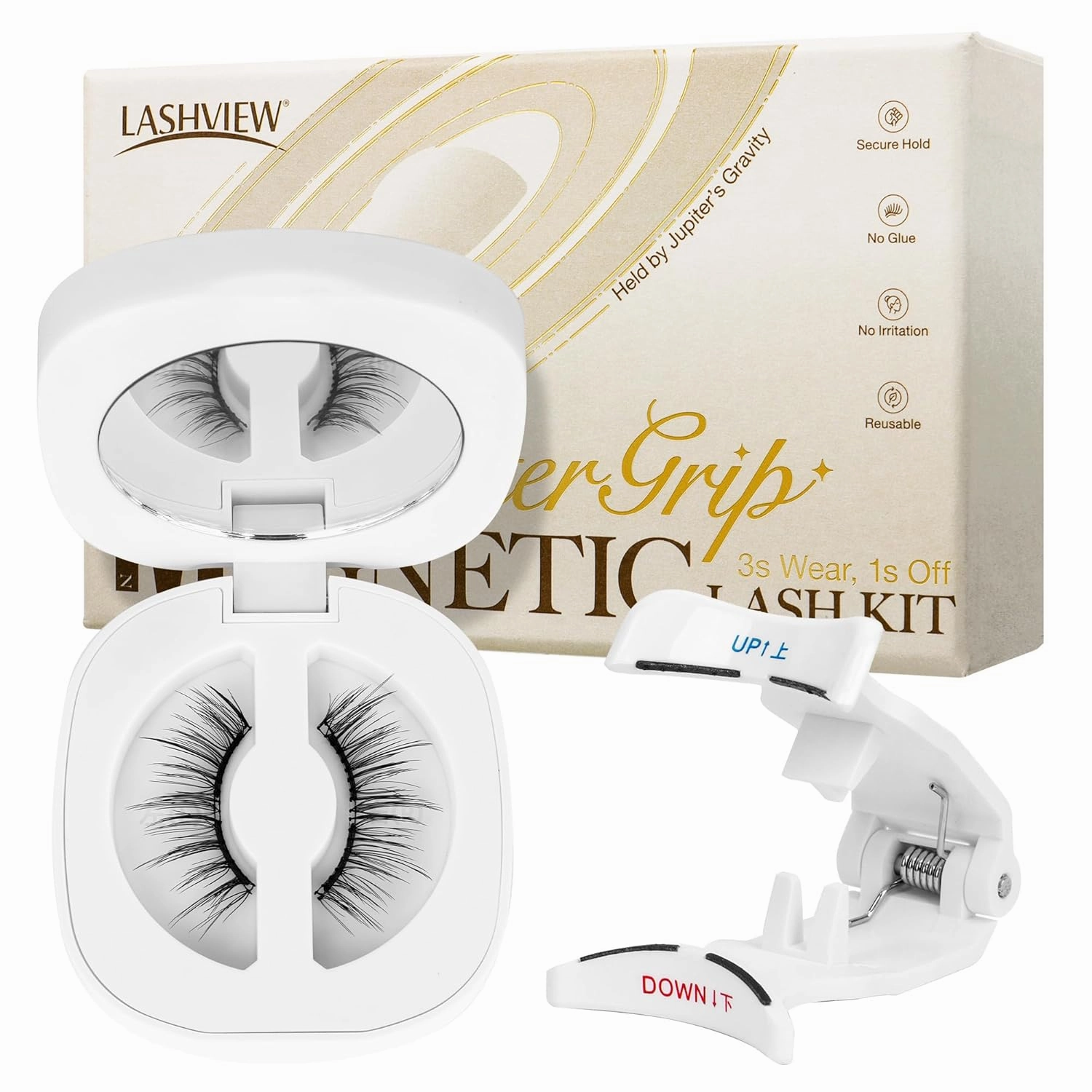 LASHVIEW Magnetic Eyelashes Natural Look, Reusable Magnetic Eyelashes with Applicator, No Glue Needed Easy to Wear and Remove CT10
