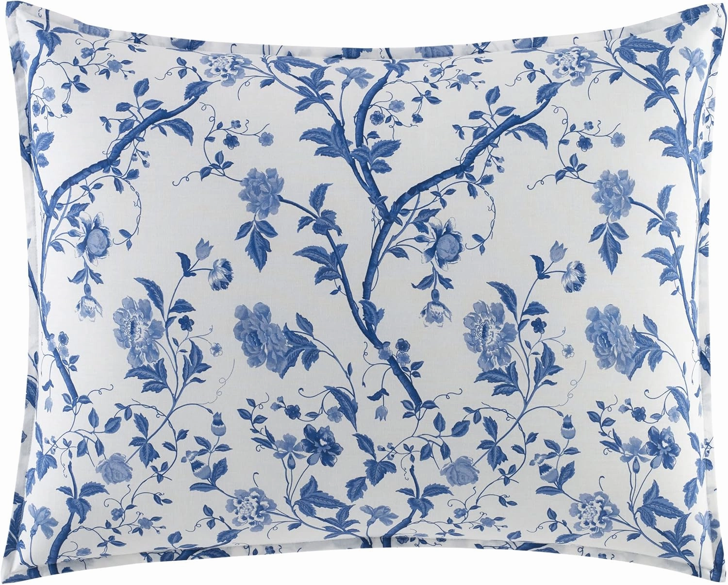 Laura Ashley- Twin Duvet Cover Set, Reversible Cotton Bedding Set, Includes Matching Sham(s) with Bonus Euro Sham(s) & Throw Pillow Covers (Elise Blue, Twin)