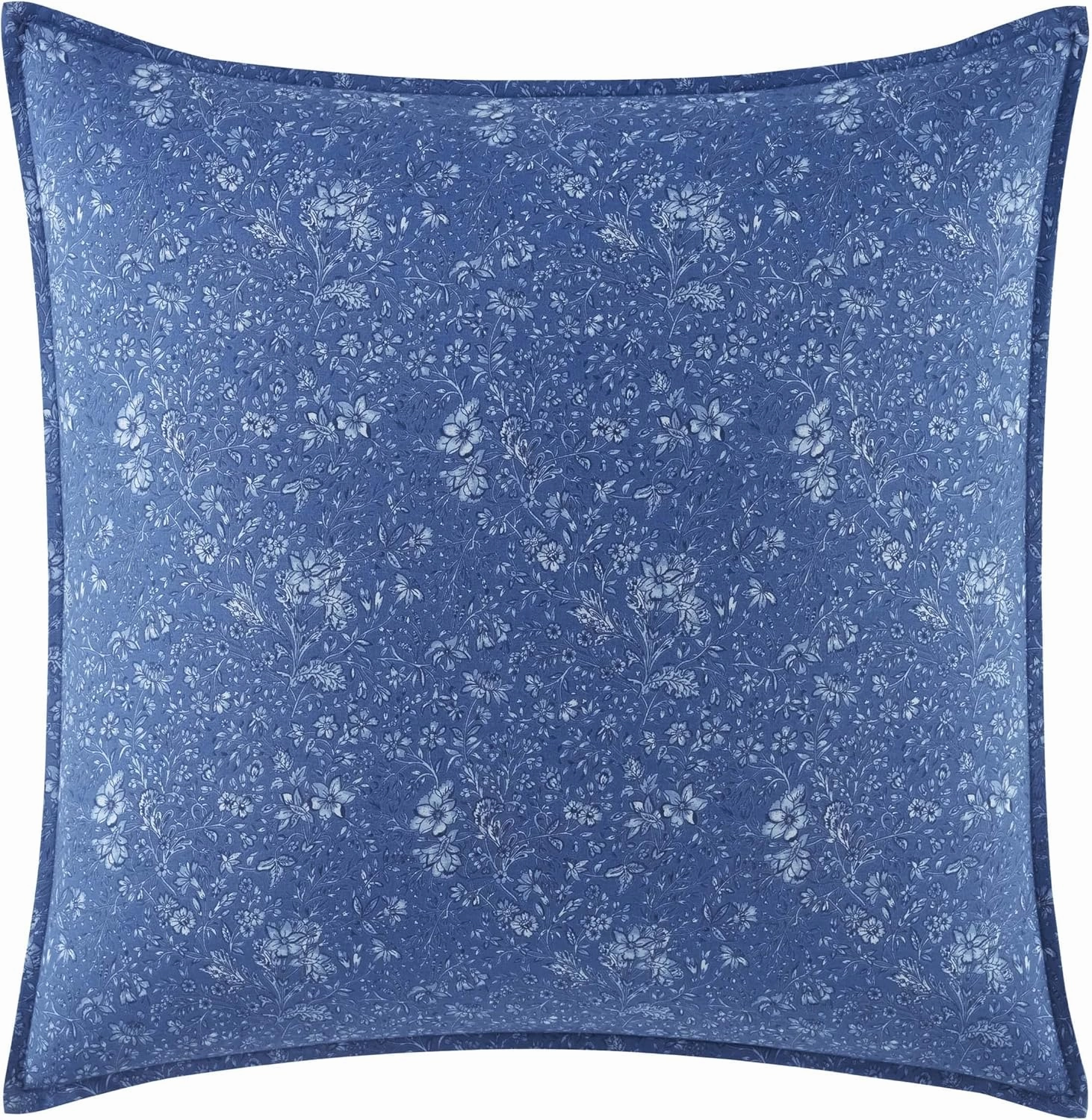 Laura Ashley- Twin Duvet Cover Set, Reversible Cotton Bedding Set, Includes Matching Sham(s) with Bonus Euro Sham(s) & Throw Pillow Covers (Elise Blue, Twin)