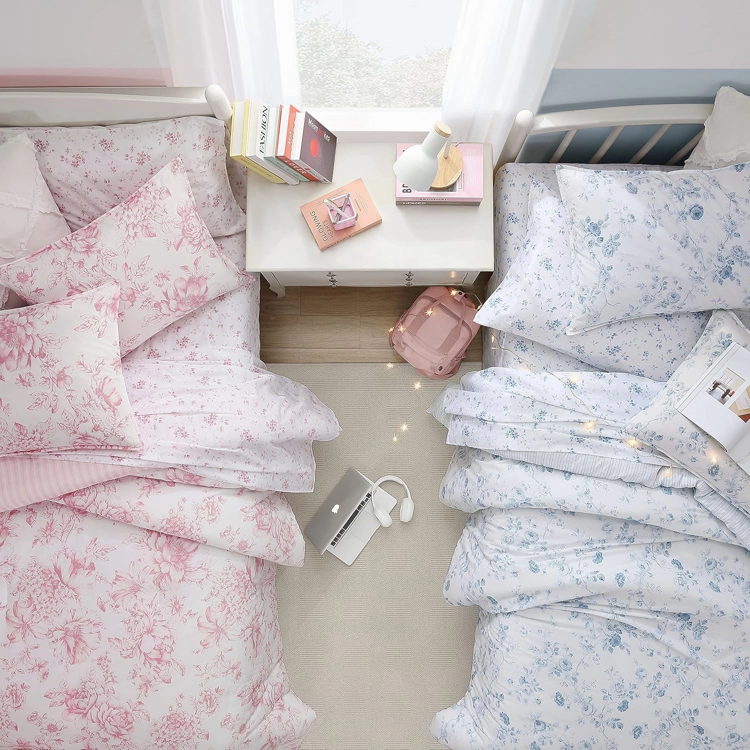 Laura Ashley- Twin XL Comforter Set, Reversible Cotton Bedding with Matching Sham(s), Ideal Dorm Essentials (Delphine Mauve Pink, Twin XL)