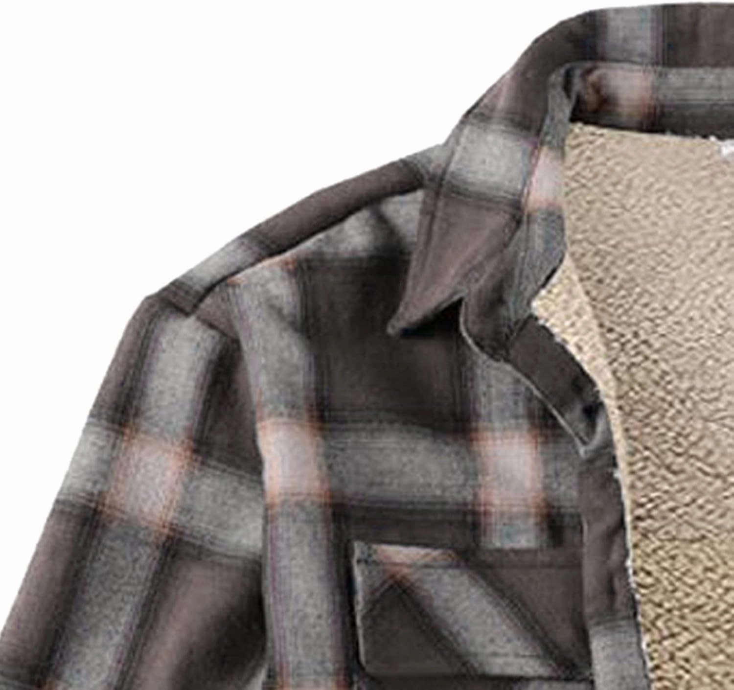 LCMTWX Mens Plaid Flannel Jacket Pocket Hooded Padded Loose Shirt Top Jacket Coats Casual Long Sleeve Coat with