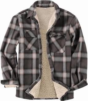 LCMTWX Mens Plaid Flannel Jacket Pocket Hooded Padded Loose Shirt Top Jacket Coats Casual Long Sleeve Coat with