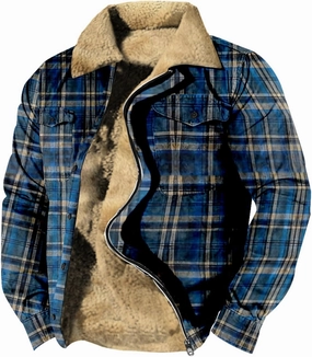 LCMTWX Mens Plaid Flannel Jacket Pocket Hooded Padded Loose Shirt Top Jacket Coats Casual Long Sleeve Coat with