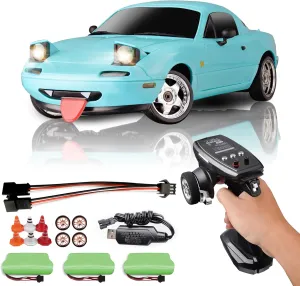 LD1804 1/18 RC Drift Car, Mini Mazda MX-5 RC Model with 3pcs Upgraded 1200mah Battery 2.4GHz RWD Drifting Remote Control Car for Adults Hobby Toys(Blue)