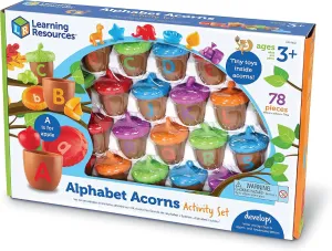 Learning Resources Alphabet Acorns Activity Set, Develops Letter Recognition, Educational Toys for Toddlers, Homeschool, Visual & Tactile Learning Toy, 78 Pieces, Ages 3 