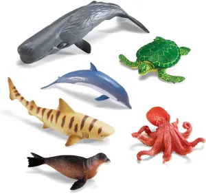 Learning Resources Jumbo Ocean Animals - 6 Pieces, Ages 3  Toddler Learning Toys, Sea Animals Figure for Kids, Preschool Toys