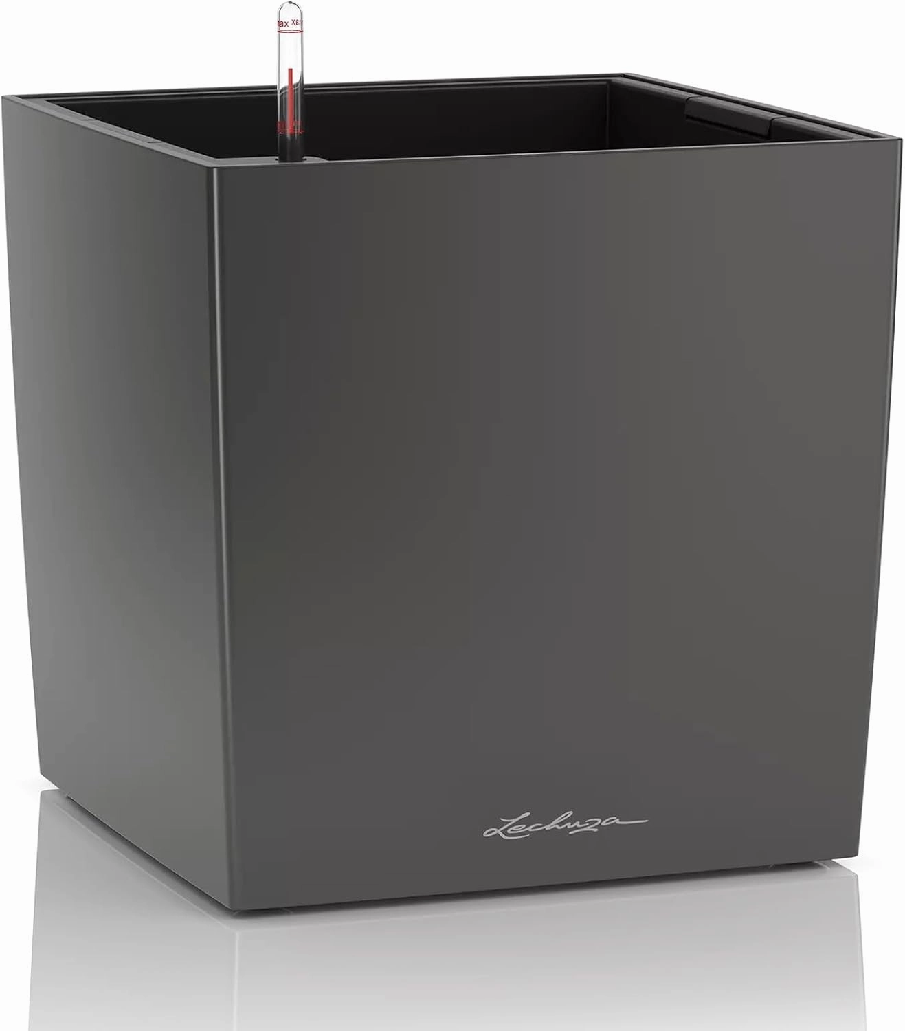 Lechuza 16363 40 cm Cube Premium - Charcoal Grey Metallic