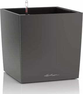 Lechuza 16363 40 cm Cube Premium - Charcoal Grey Metallic