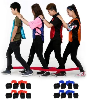 Legged Race Band for 8 PPL, Team Building, Outdoor Party Group Game for Kid Adult, Cooperative Team Race for Birthday Party, Relay Race, Field Day, Backyard Activity Game with Carrying Pouch