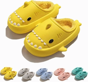 LELEBEAR Shark Slides Winter Warm Slippers, Adult Waterproof Unisex Winter Warm Plush Comfy Non-Slip Shark Slippers