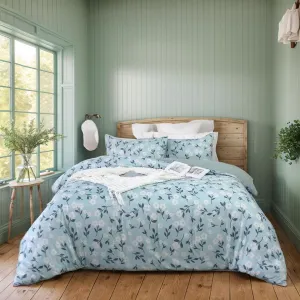 Lemfux Duvet Cover Set, 3-Piece Bedding Set Full Size Light Blue Floral Print, 1 Duvet Cover 80"x90", 2 Pillowcases 20"x26", Soft & Breathable with Zipper Closure & Corner Ties, Flower Garden Style