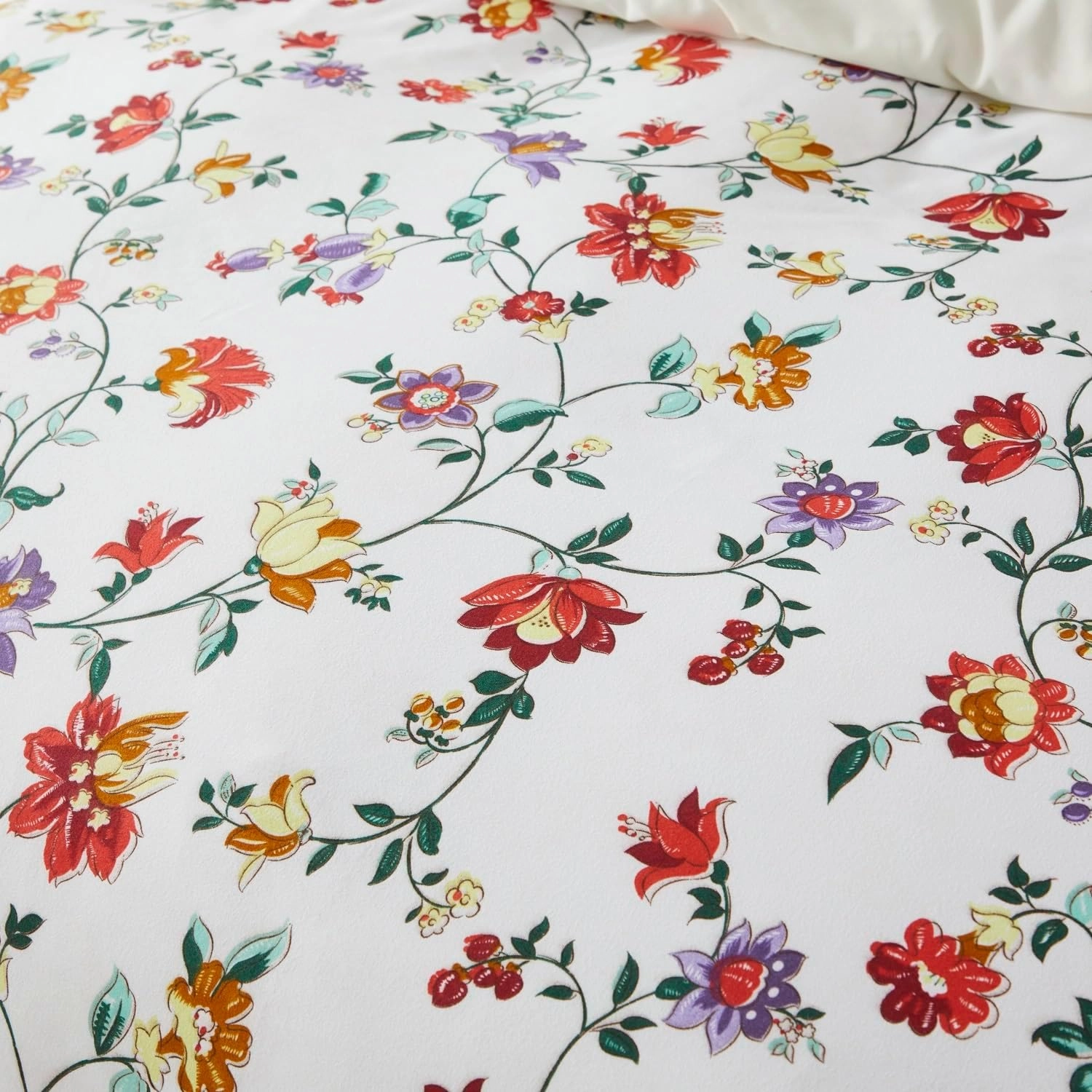 Lemfux Comforter Cover King Size 3 Pieces White Floral Duvet Cover, 1 Duvet Cover King 104"x90", 2 Pillowcases 20"x36", King Duvet Cover Sets,Soft & Breathable with Zipper Closure & Corner Ties