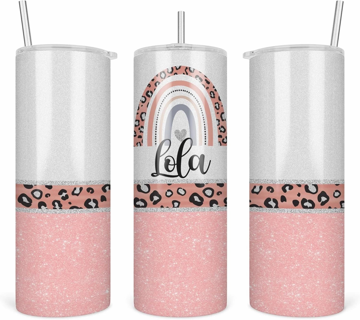 Leopard Lola Tumbler - Lola Rainbow Tumbler - Mothers Day Gifts Lola - Leopard Rainbow Lola Travel Cup - Tumbler With Straw And Lid - 20 Oz - Insulated Stainless Steel