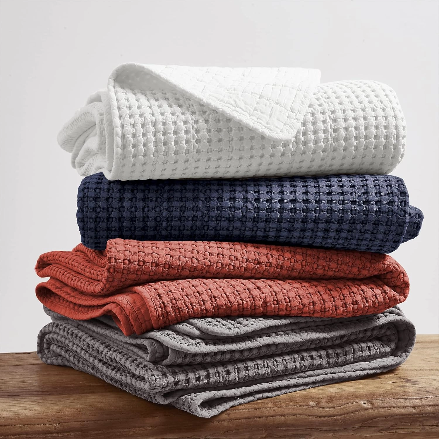 Levtex Home - Mills Waffle - Queen Quilted Bedspread Set - Charcoal Cotton Waffle - Bedspread Size (104 x 106in.), Sham Size (26 x 20in.)