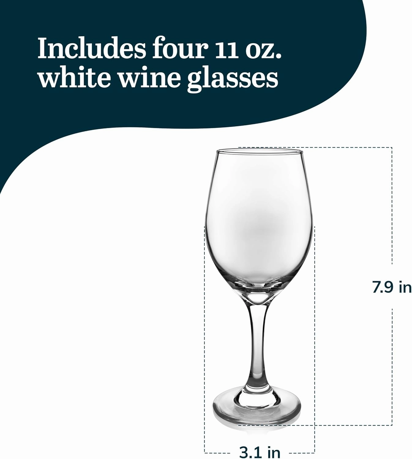 Libbey Classic White Wine Glasses Set of 4, Casual, Modern Stemmed Wine Glasses, Classy Wine Drinking Glasses Set for Weddings, Intimate Gatherings