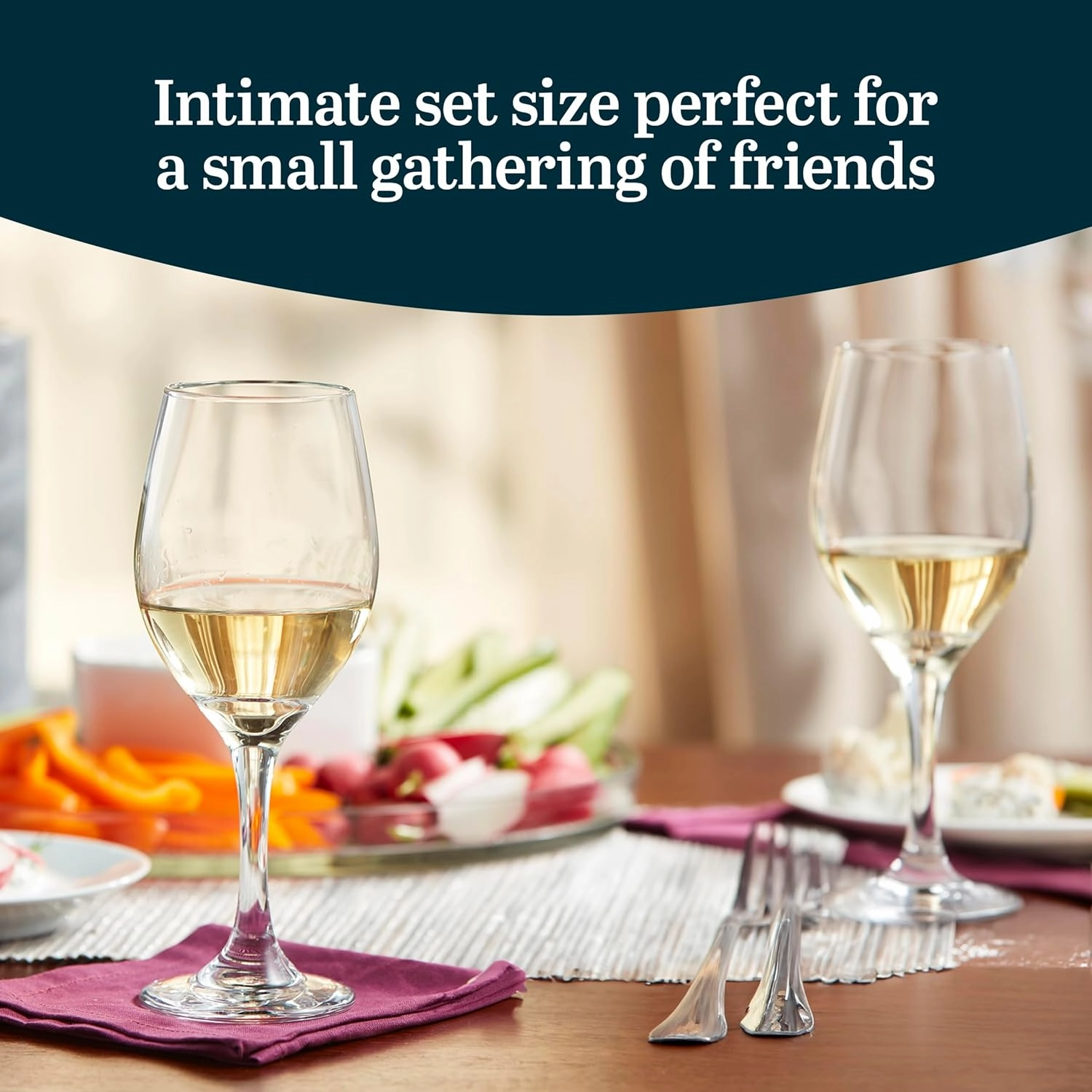 Libbey Classic White Wine Glasses Set of 4, Casual, Modern Stemmed Wine Glasses, Classy Wine Drinking Glasses Set for Weddings, Intimate Gatherings